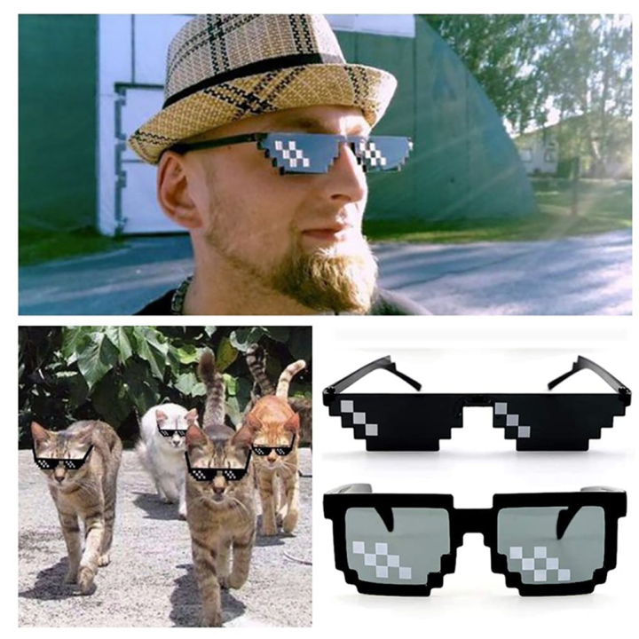 Spoof Funny Toys Polygonal Photo Props Mosaic Glasses Thug Life Sunglasses Pixel Glasses
