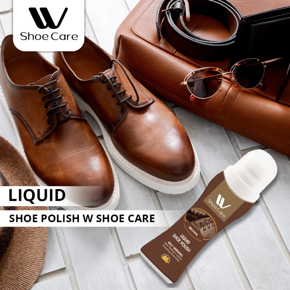 WBM Liquid Shoe Polish Brown Instant Shine Shoe Polish with Cleaning  Sponge 75ML