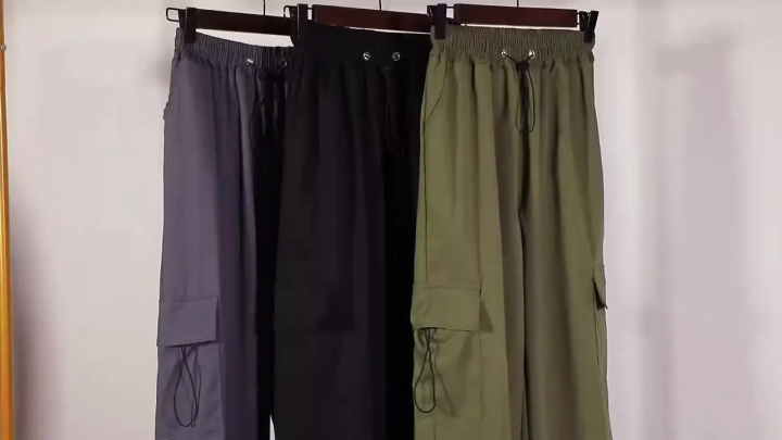 2024 Women Casual Joggers Tech Pants Solid Low Waist Pants Drawstring Wide Leg Baggy Trousers Y2k Streetwear Oversize Sweatpants