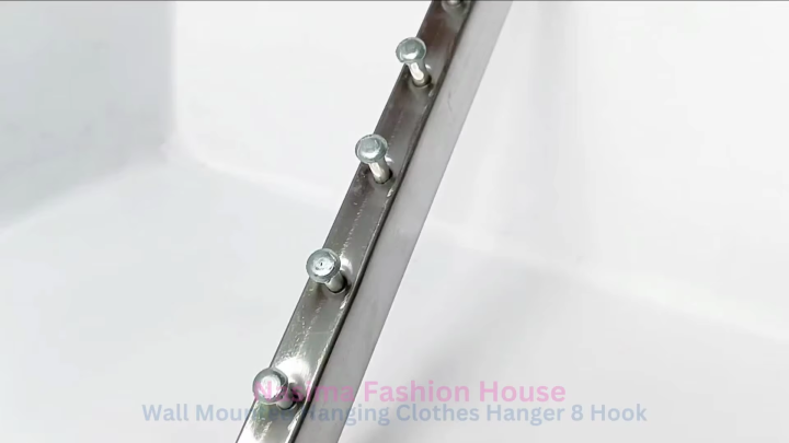 Nasima Day to Day Fashion House Premium Stainless Steel & Iron Mixed 10-Inch Wall Mounted 8-Hook Waterfall Bracket Hanger – Heavy Duty Clothes Display Bar for Showrooms, Boutiques & Home Wardrobe