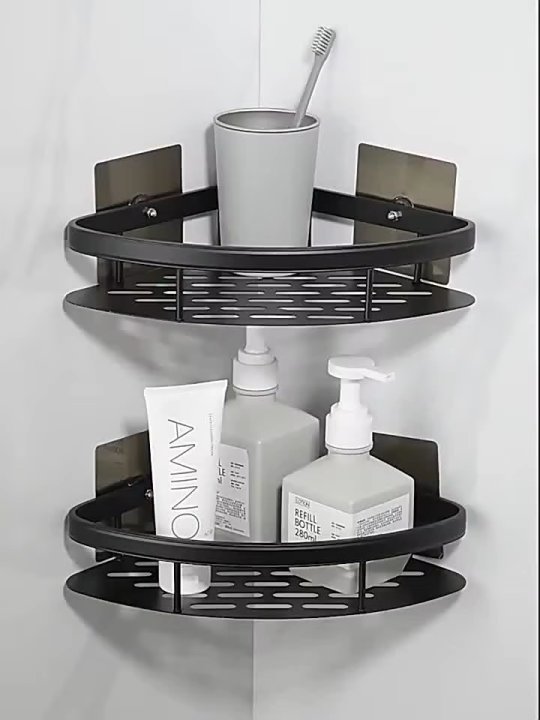 Bathroom Shelf Aluminum Alloy Shampoo Rack Makeup Storage Organizer Shower Shelf Bathroom Accessories No Drill Wall Corner Shelf