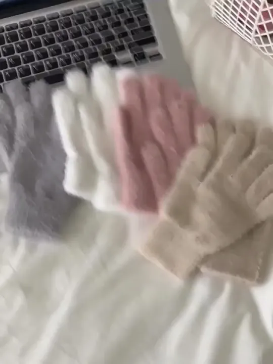 Fashion Winter Mink Velvet Five Finger Gloves Plush Warm Cold-proof Gloves Women Outdoors Cycling Solid Color Wistiti Mittens