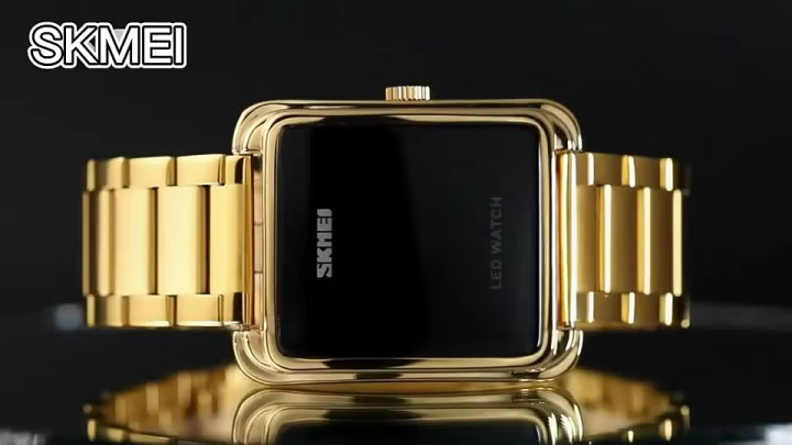 SKMEI 1505 Men Digital Sport Watches Rectangle Gold Wristwatch for Male LED Stopwatch Touch Watch For men