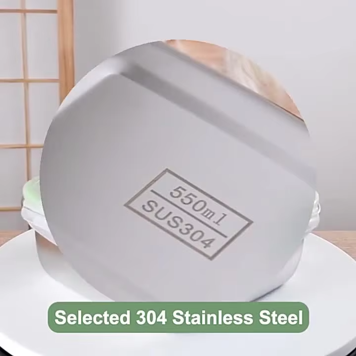 304 Stainless Steel Fresh-keeping Box Sealed Leak Proof Lunch Box Fruit Box with Lid Dumpling Container Refrigerated Storage Box
