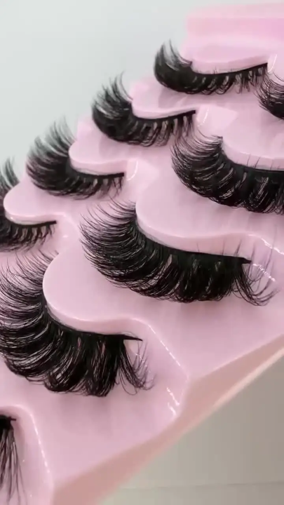 Cat Eye Eyelashes 3D Natural False Lashes D Curl Fluffy Soft Cross 5 Pairs Manga Lashes Wispy Natural Eyelash Extension Makeup