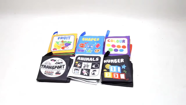 4 Pages Enlightenment Early Learning Books Children Black and White Cloth Book for Kids Montessori Educational Toys