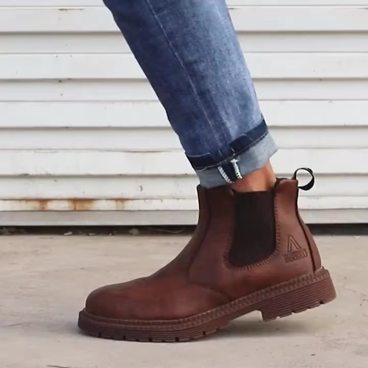 Water Proof Safety Work Shoes For Men Steel Head Leather Boots Male Footwear Indestructible Construction Work Shoes Brown