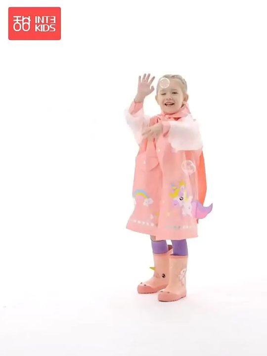 Cute Kids Raincoat Wateproof Children Dinosaur Unicorn Rain Poncho Rain Coat Jacket With Backpack Position Student RainWear