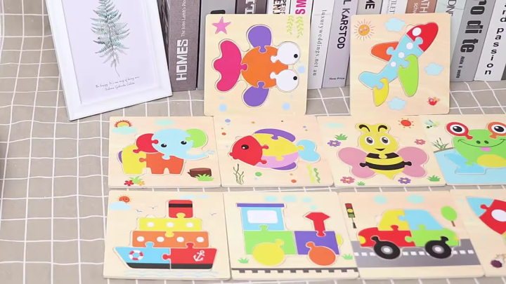Baby Wooden 3D Puzzles Tangram Shapes Learning Educational Cartoon Animal Intelligence Jigsaw Toys For Children 