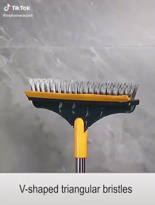 2 in 1 Floor Scrub Brush, V-Shaped Floor Scrub Brush with Long Handle, Bathroom Shower Crevice Cleaning