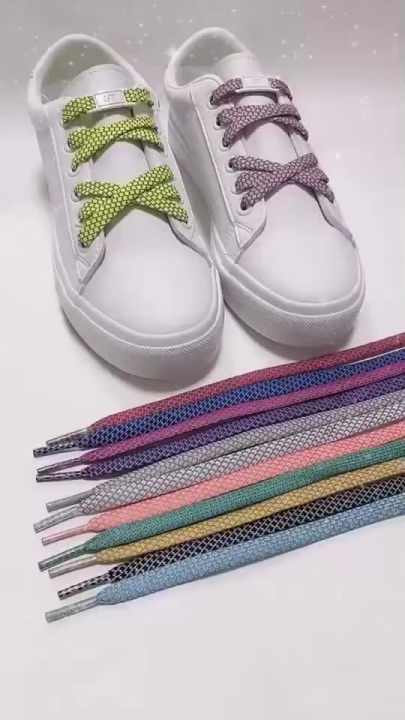 1Pair Reflective Laces Flat Shoelaces for Sneakers Colorful Reflective Shoe laces Luminous Shoelace 100/120/140/160CM Strings