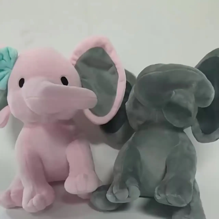 25cm Gray Elephant Stuffed Plush Toys Kawaii Animals Soft Sleeping Stuffed Pillow Doll Plushie for Baby Room Decorative 