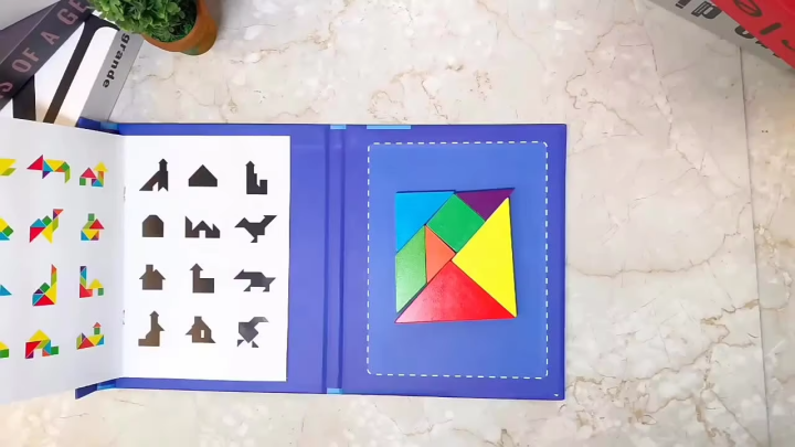 Wooden Jigsaw Magnetic Tangram Puzzle Book Educational Toys For Children Baby Kid Portable Montessori Learning Intelligence