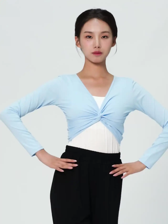 Ballet Tops Woman Dance Wrap Top Ballet Jacket Adult Crop Top Coat Cotton Long Sleeve Dance Shirt for Woman Tops Ballet Outfits