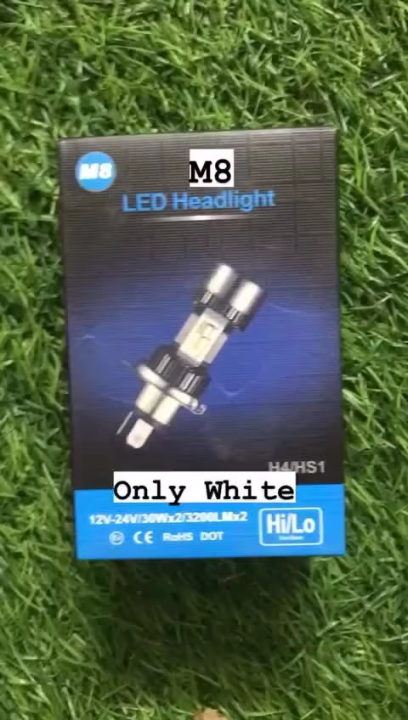 Motorcycle 12v H4 Hi Lo beam Moto LED white M8 Headlight