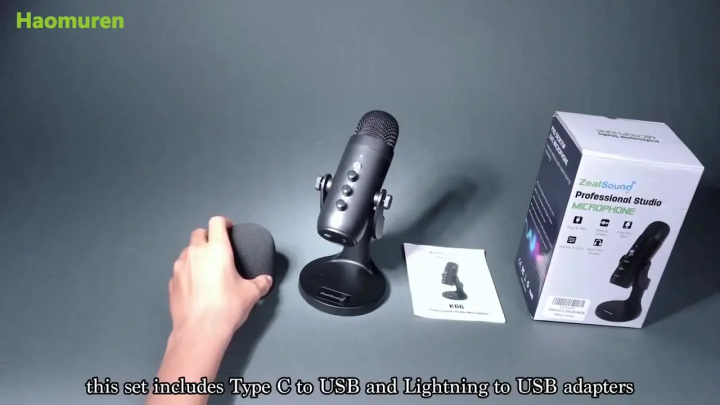 Haomuren USB Microphone for PC Mac Gaming Recording Streaming Podcast,Computer Condenser Mic with Phone Adapter Headphone Output