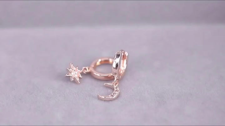 VENTFILLE 925 Sterling CZ Star Moon Asymmetric Hoop Earrings for Women Girls Gold Silver Color Party Jewelry s
