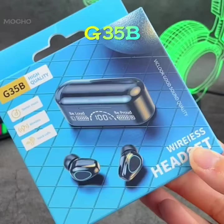 MOCHO G35/G35B Headset Bluetooth Earphone TWS Wireless LED Earbud headphone Subwoofer