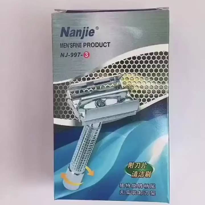 Men Shaving Razor with Blade Sliver Folding Shaving Knife Facial Hair Stainless Steel Straight Razor Barber Tools 10 Pcs Blades