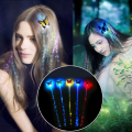 1Pc Flash LED Light Fiber Optic Braid Luminous Hair Wig Accessories Butterfly Glowing Clip Party Supplies. 