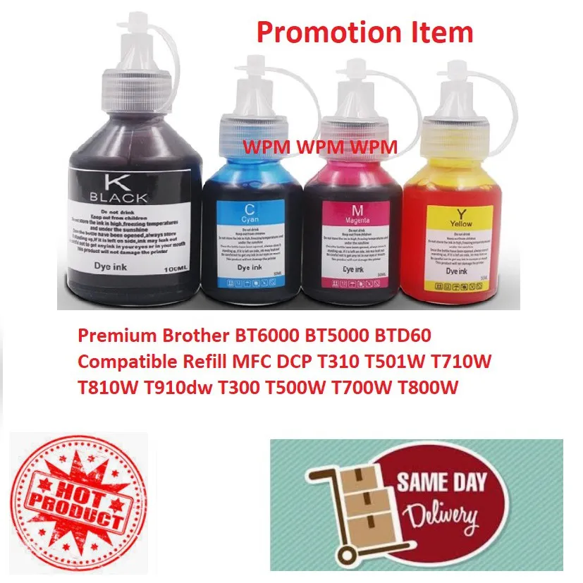 Premium Brother BT6000 BT5000 BTD60 Compatible Refill Ink
