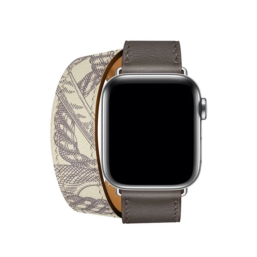 Herm Logo Swift Double Leather Strap for Apple Watch 41mm 45mm 38MM 40MM 42MM 44MM for iWatch Series 7 6 SE 5 4 3 2 1 Single Tour Watch Bracelet Band Daraz.pk