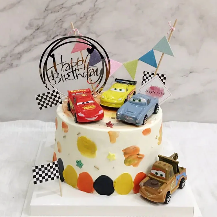 Cars Torten Deko Set - 17-teilige Auto Cake Topper Für Kindergeburtstage