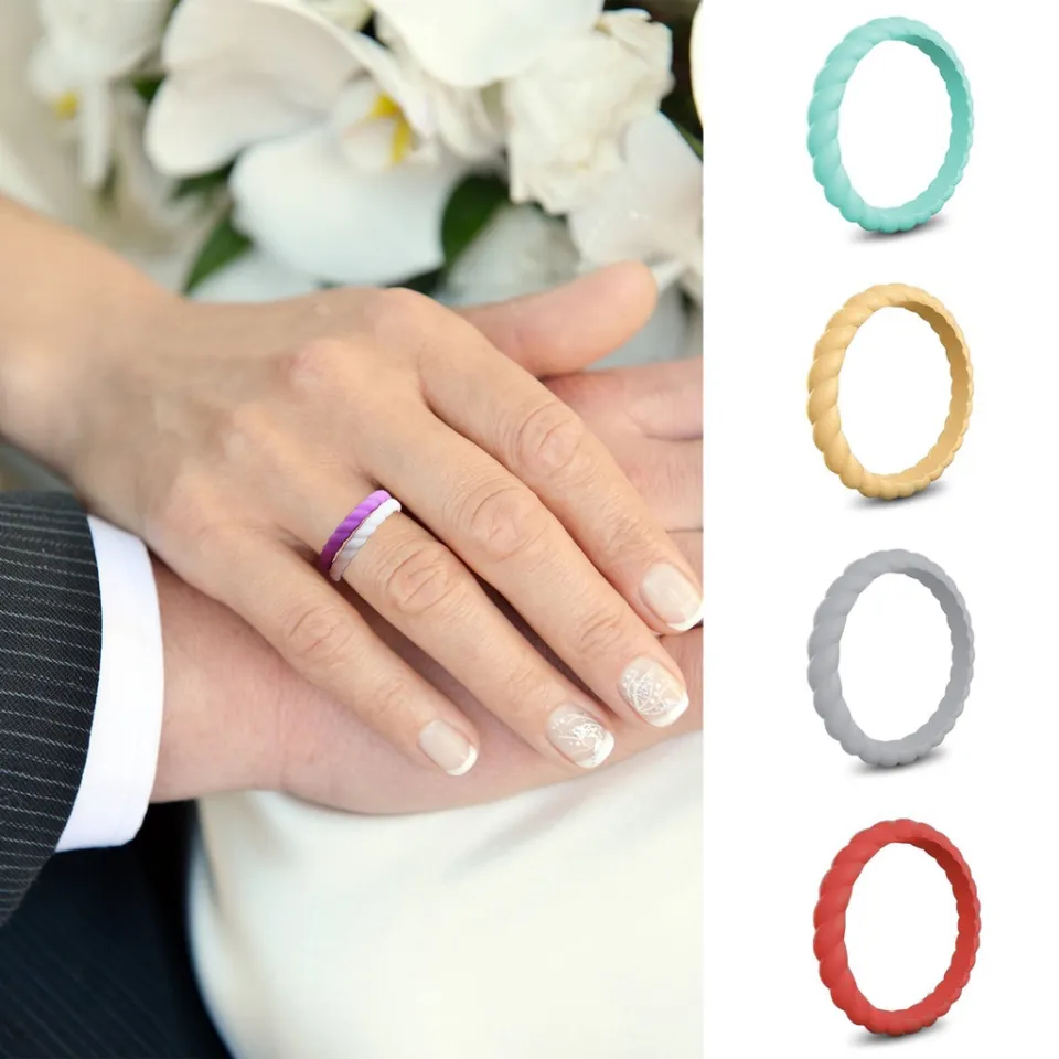 3mm Width Silicone Rings Hypoallergenic Crossfit Flexible Rubber