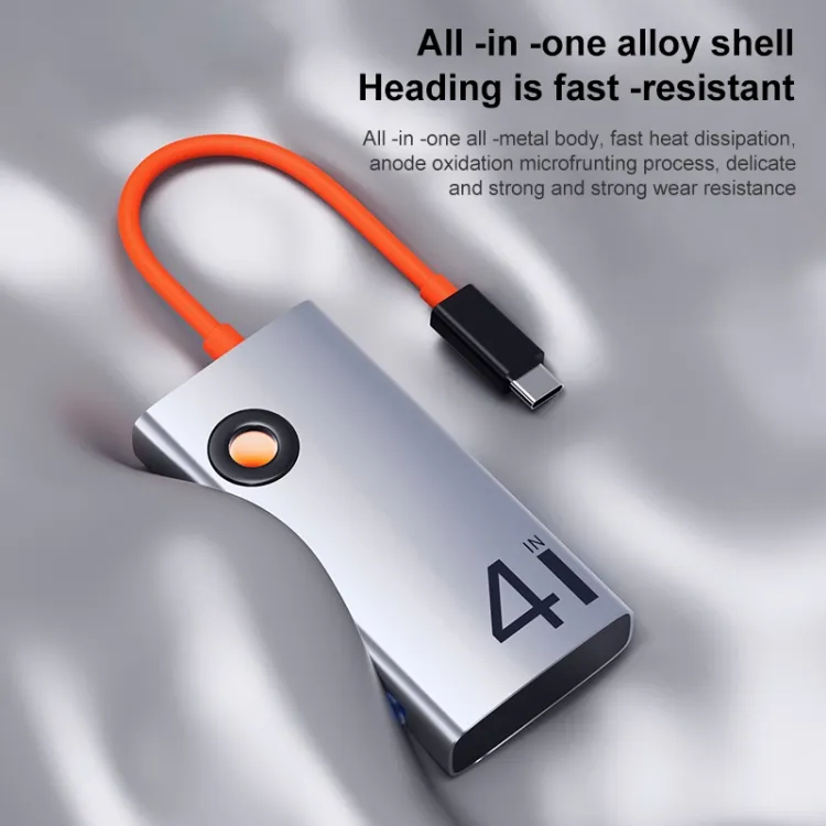 Rock Tr26 4 In 1 Type-C To Usb 3.0X3+Rj45 Portable Multifunctional Hub Docking Station