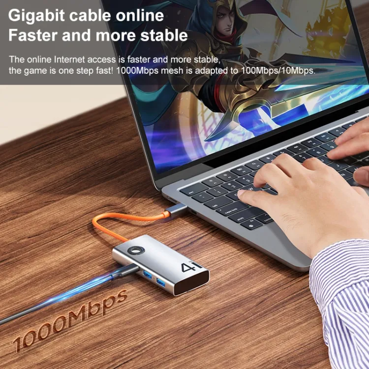 Rock Tr26 4 In 1 Type-C To Usb 3.0X3+Rj45 Portable Multifunctional Hub Docking Station