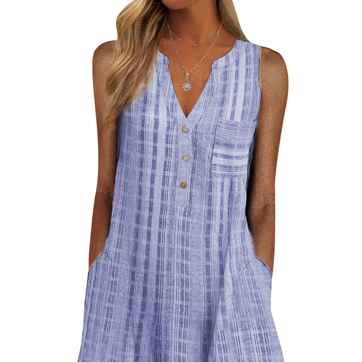 Women%20Summer%20Sleeveless%20Dress,%20Adults%20Casual%20Striped%20V-neck%20One-piece%20with%20Pockets%20-%20Image%203
