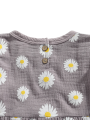Jumperjuser-Girl’s T-shirt and Trousers Suit Fashion Daisy Print Long Sleeve Tops and Ripped Denim Pants with Headband. 