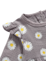 Jumperjuser-Girl’s T-shirt and Trousers Suit Fashion Daisy Print Long Sleeve Tops and Ripped Denim Pants with Headband. 