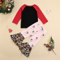 Ma&Baby Baby 2Pcs Christmas Outfits, Long Sleeve Santa Claus Print Tops + Flare Pants Set. 