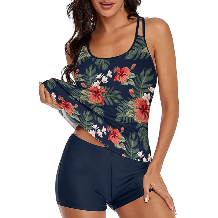 Women%E2%80%99s%20Two%20Piece%20Bikini%20Set%20Fashion%20Printing%20Suspender%20Tops%20and%20Solid%20Color%20High%20Waist%20Shorts%20-%20Image%206