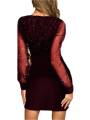 Eligible Women's Evening Dress Mesh Long Sleeve Sequin Embellished V-Neck Slim Cocktail Dress.