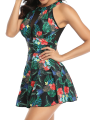 Women Swimwear Floral/Solid/Leaf/Leopard Print Removable Chest Pad Halter Neck Open Back One Piece Swimsuit. 