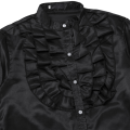 Canis-Men Satin Ruffle Shirts, Long Sleeve Stand Collar Solid Color Slim Fit Dress Shirt. 