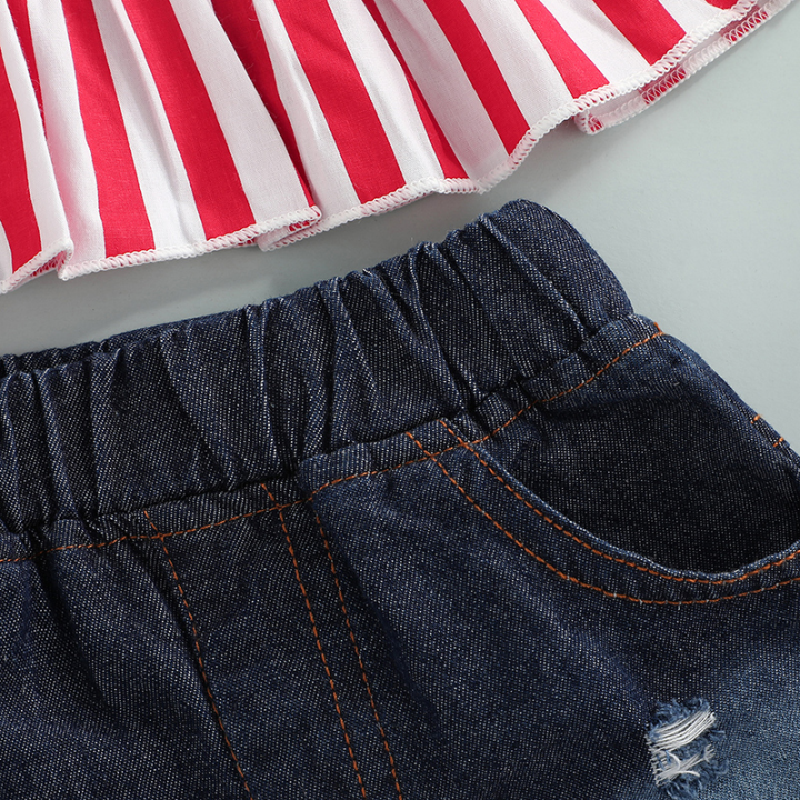 2%20Pcs%20Infant%20Independence%20Day%20Outfits,%20Girls%20Tie-up%20Ruffled%20Star%20&%20Stripe%20Print%20Halter%20Tops%20+%20Ripped%20Jeans%20with%20Pockets%20-%20Image%208