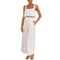 Eligible Women Ruffled Wide-leg Pants, Summer Casual Loose High Waist Solid Color Trousers. 