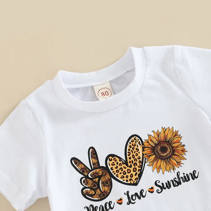 Eligible%20Little%20Girls%202Pcs%20Outfits,%20Short%20Sleeve%20Pattern%20Letter%20Print%20Round%20Neck%20Pullover%20+%20Elastic%20Waist%20Sunflower%20Print%20Trousers%20-%20Image%206