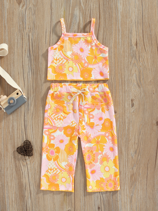 Kids%20Girl%20Tanks%20Tops%20+%20Pants,%20Floral%20Print%20Elastic%20Waist%20Drawstring%20Pocket%20Decoration%20Summer%20Clothing%20-%20Image%209