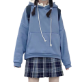 Women's Spring Autumn Drawstring Hoodie Long Sleeve Shark Hooded Sweatshirt with One Pocket. 