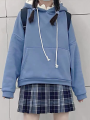 Women's Spring Autumn Drawstring Hoodie Long Sleeve Shark Hooded Sweatshirt with One Pocket. 
