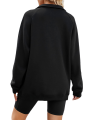 Women Pullover Sweatshirts Solid Color Casual Loose Long Sleeve 1/3 Zip T-shirt Tops Autumn Streetwear.