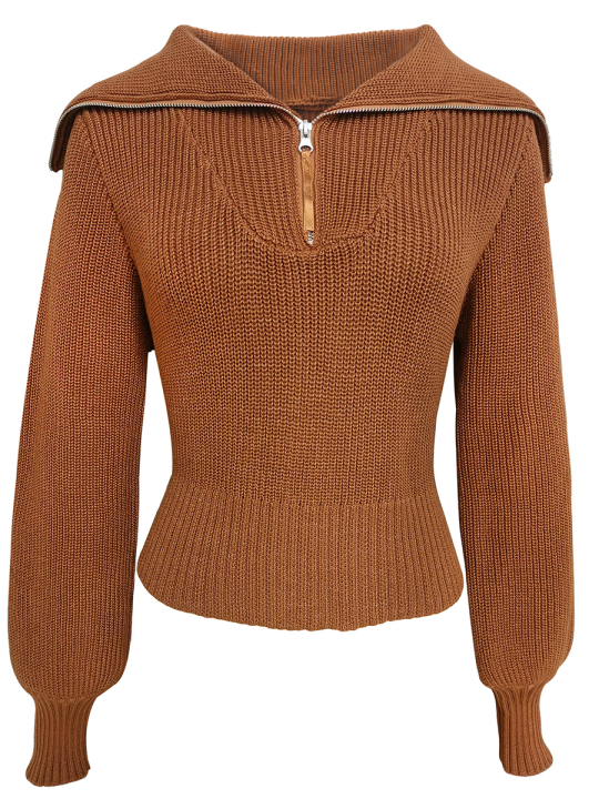 Women%20Sweater%20Knit%20Pullover%20Long%20Sleeve%20Turtleneck%20Zipped%20Solid%20Winter%20Casual%20Daily%20Tops%20-%20Image%208