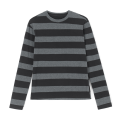 Women Knit Basic Shirt Autumn Casual Grey Black Striped Long Sleeve Round Neck Tops Club Streetwear. 