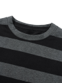 Women Knit Basic Shirt Autumn Casual Grey Black Striped Long Sleeve Round Neck Tops Club Streetwear. 