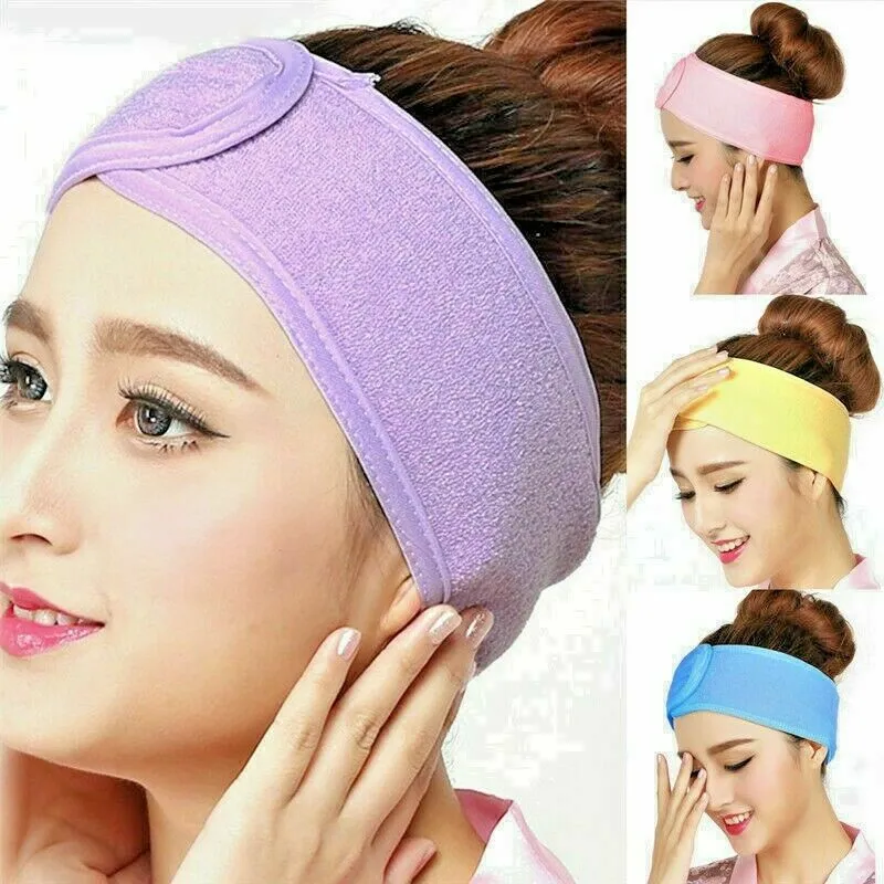 Women Adjustable Makeup Toweling Hair Wrap Head Band Facial Headband Shower Cap | eBay