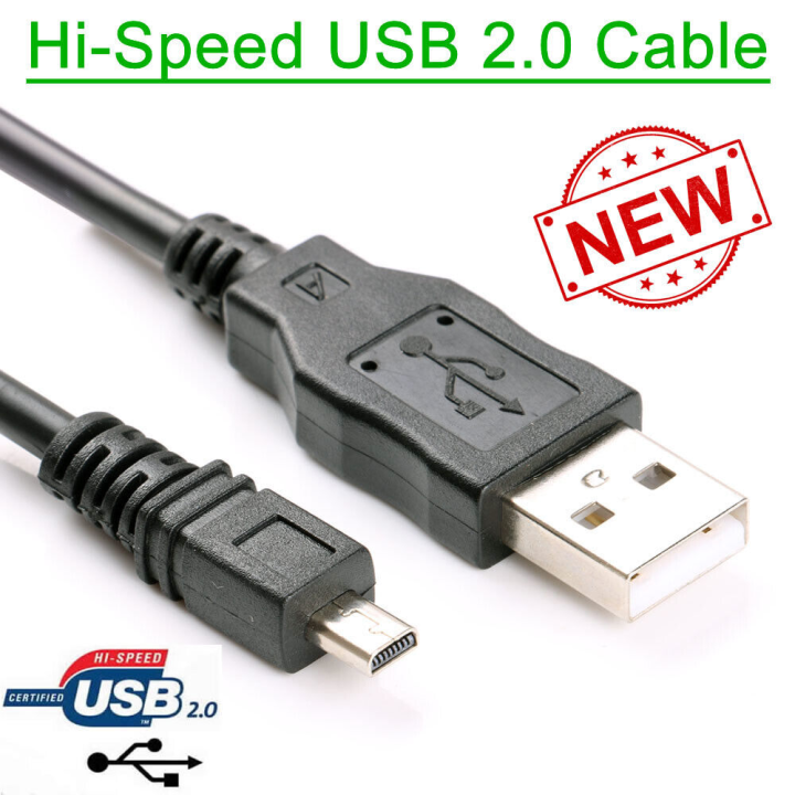 Type A to Mini B 8Pin USB 2.0 Data Cable Cord for Panasonic Lumix Digital Camera